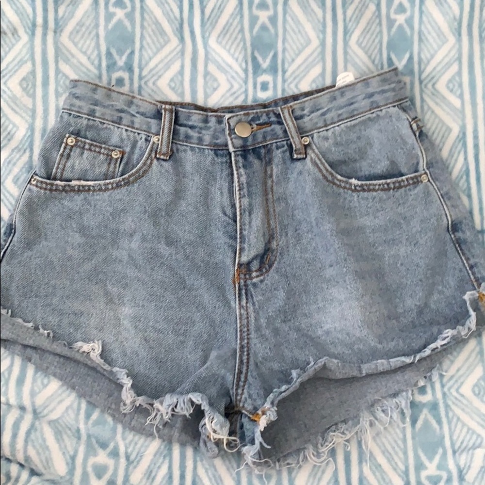 Light wash denim shorts